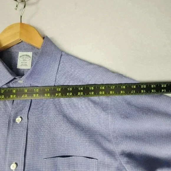Brooks Brothers Mens Regent Dress Shirt Sz 16 4-5 Non Iron Blue‎ Micro Geometric - Picture 13 of 16